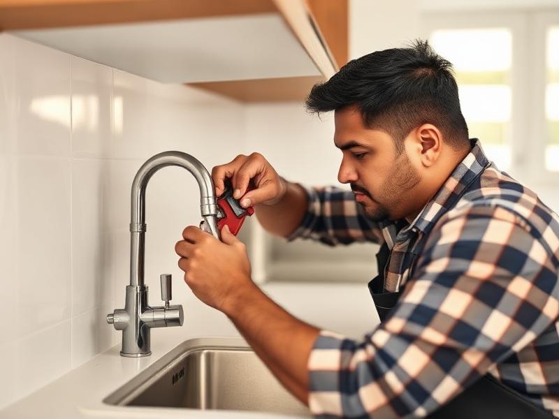 Profesional de plomería trabajando en México
